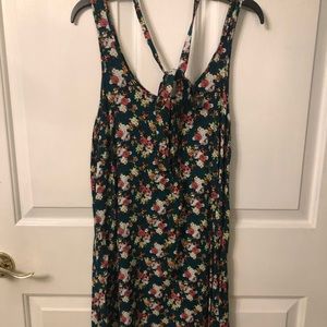 Floral tank dress with tie